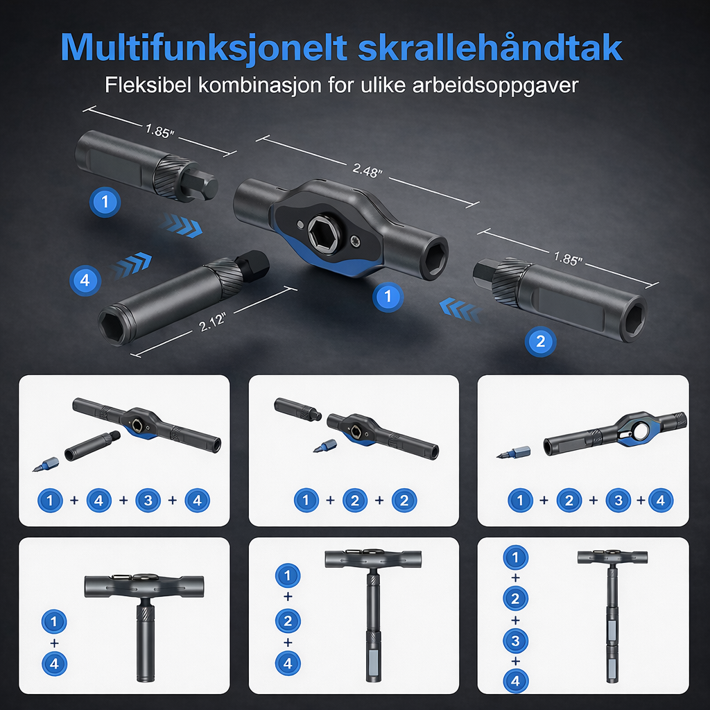 Multifunksjonell skralleskrutrekker til hjem og verksted