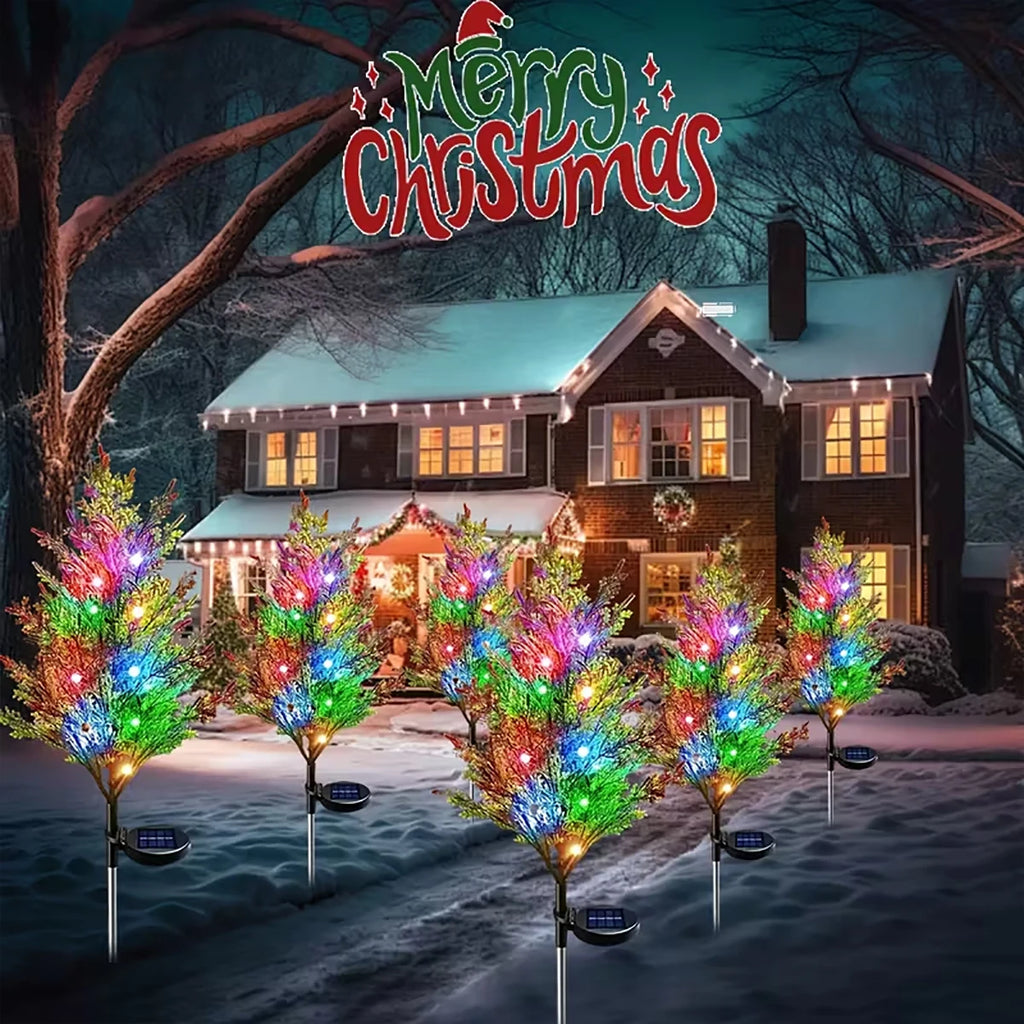 Flerfarget solcelledrevet juletrelampe for hage