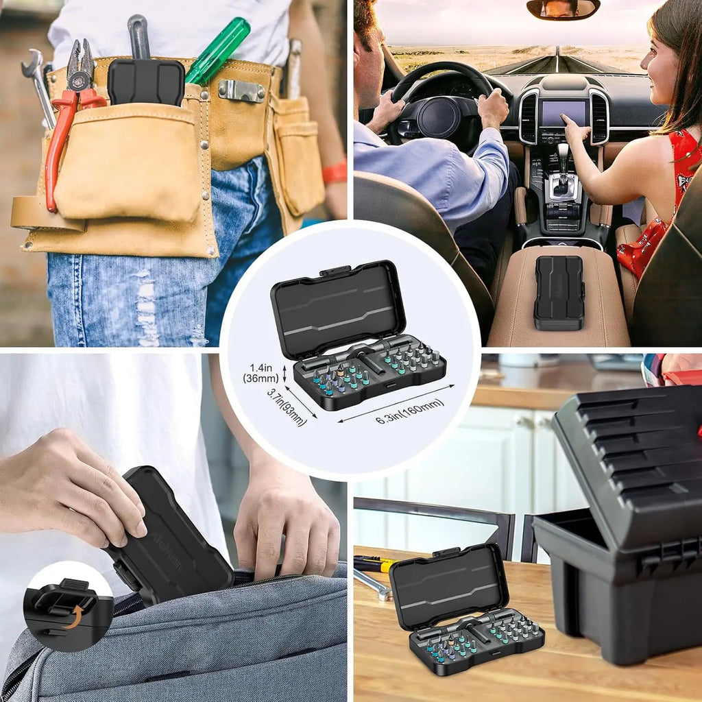 24-i-1 skralleskrutrekker med magnetiske bits