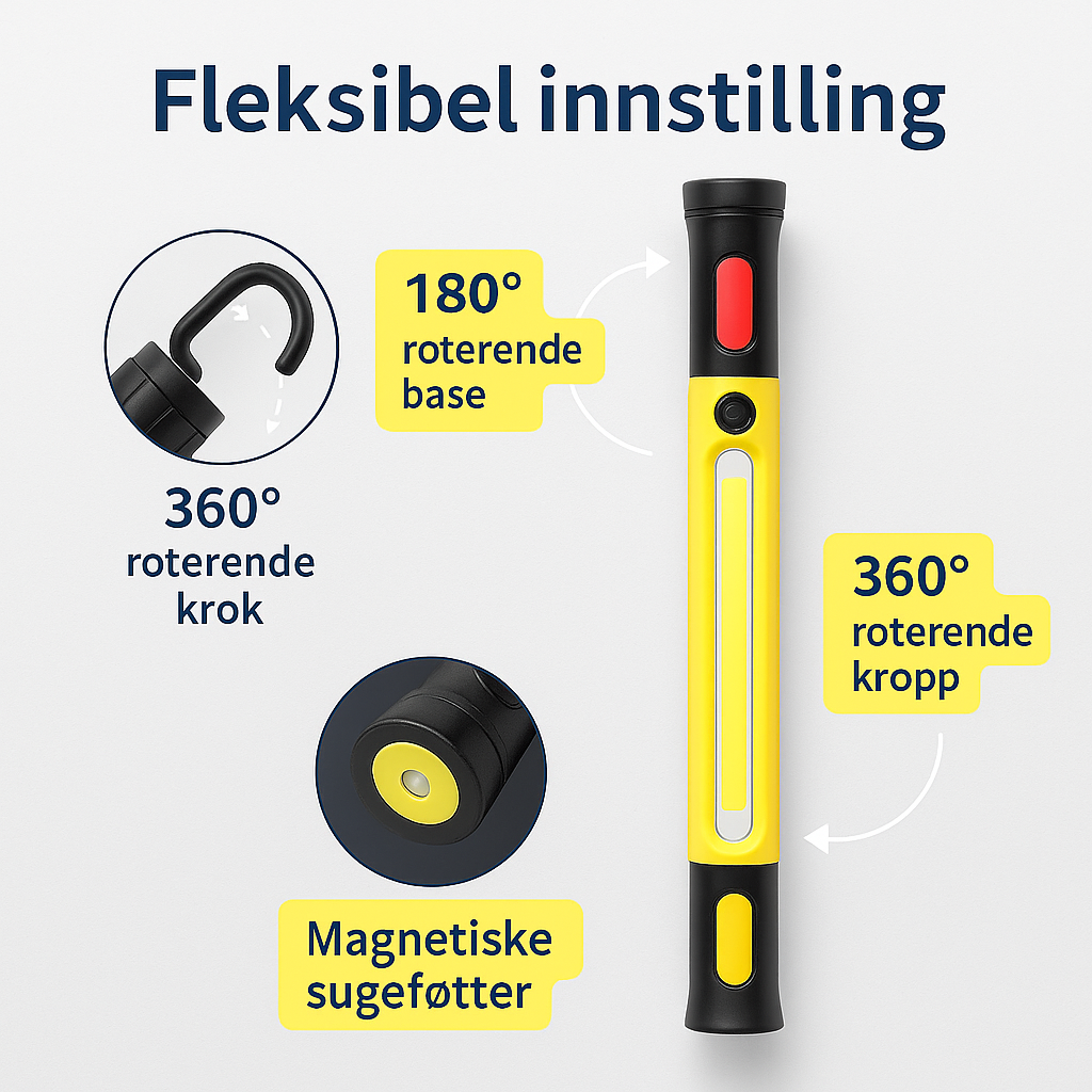 Superlys Magnetisk Arbeidslampe med Oppladbart Batteri