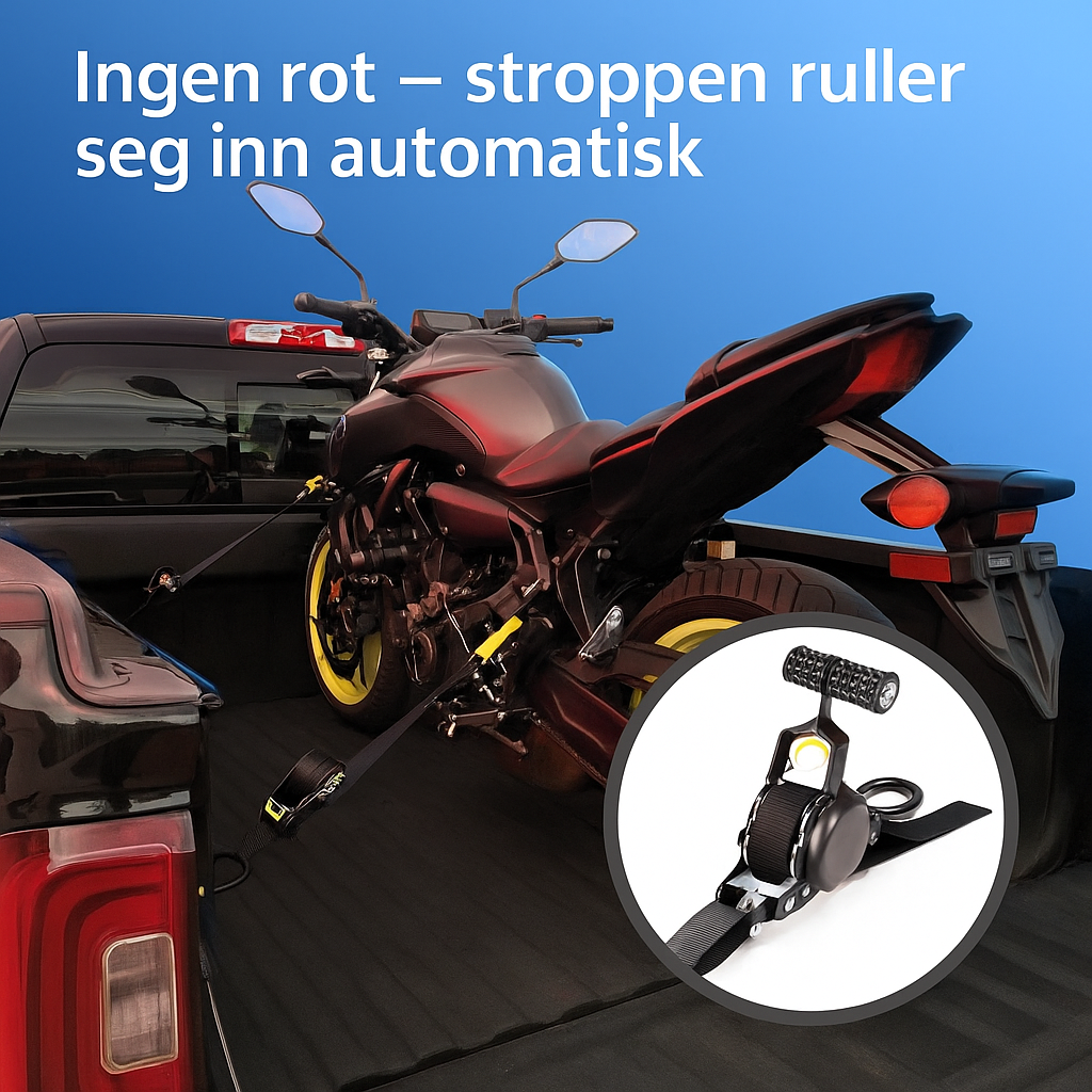 Xstrap - Selvopprullende lastestropp med skralle