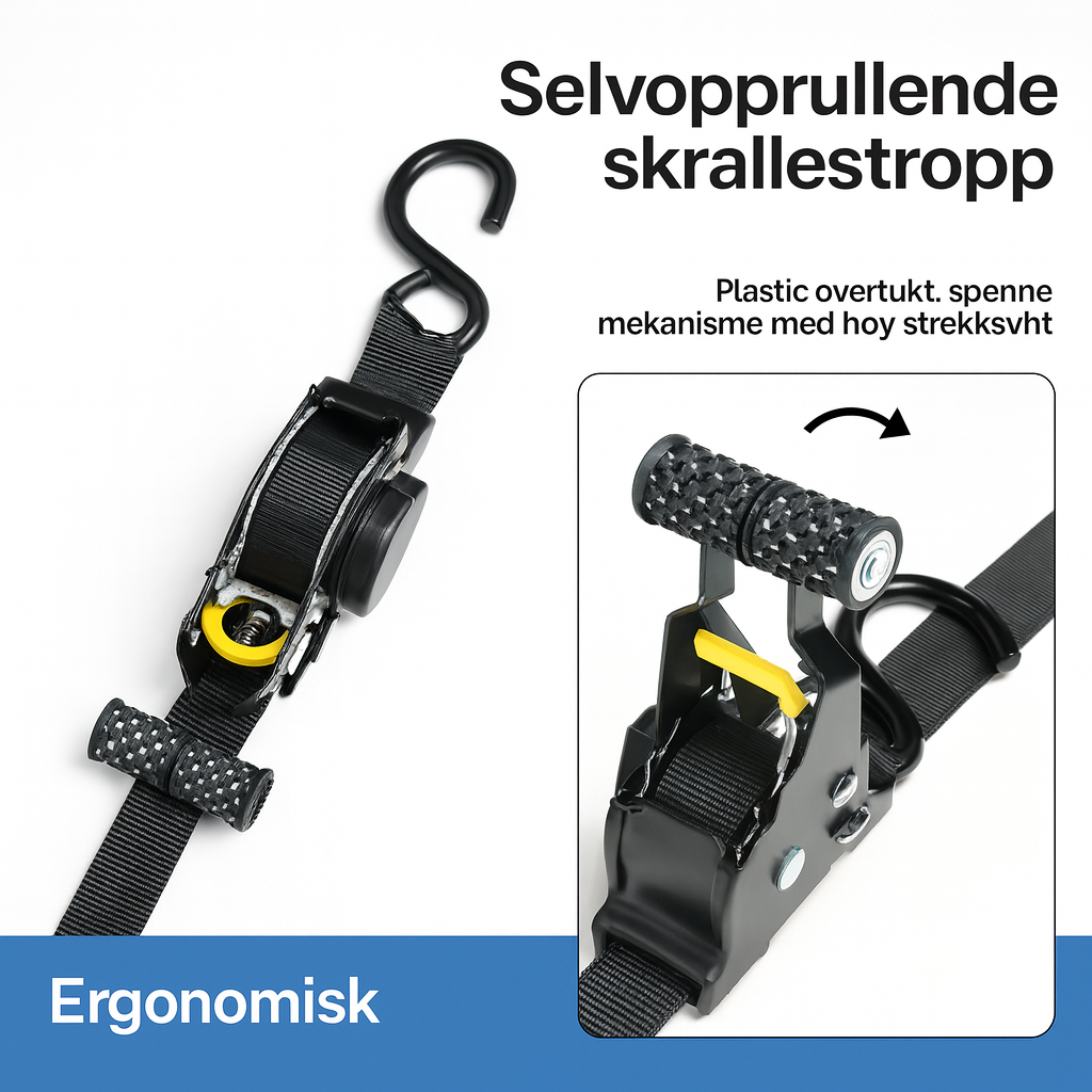 Xstrap - Selvopprullende lastestropp med skralle