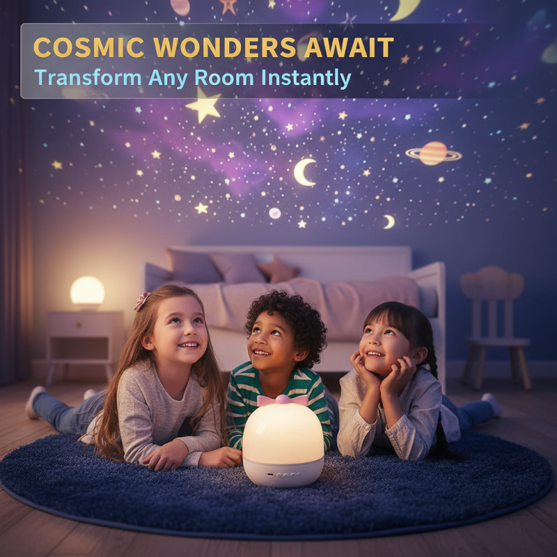 Oppladbar roterende stjerneprojektor nattlampe